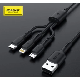 Cable Foneng X36 3 en 1 USB 2.0 a MicroUSB/Iphone/USB C 2.4A  