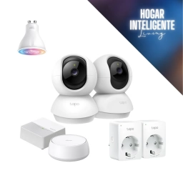 Kit Hogar Inteligente Living: Access Point Mesh WiFi 7 + C�mara Domo IP + Enchufe Inteligente (Pack x2) + L�mpara LED In